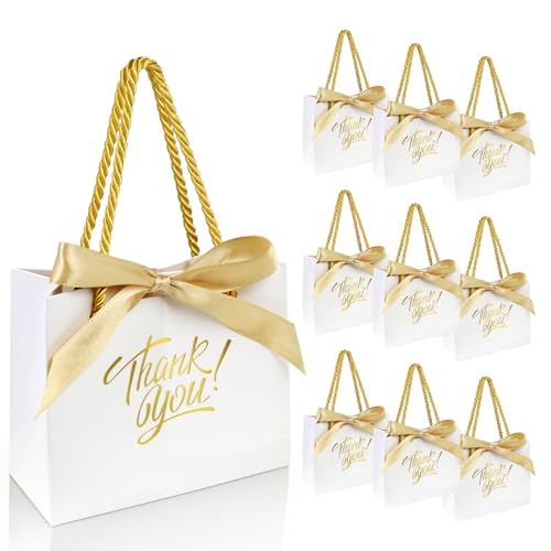 EQOREIIN 30 Pack Thank You Gift Bags with Handles 55 x 24 x 47 Inches Small Gift Bags with Bow Ribbon Party Favor Bags Paper Gift Bags Bulk for Baby Shower Wedding Party Favor Birthday - Image 1