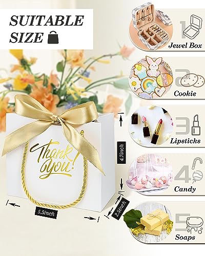 EQOREIIN 30 Pack Thank You Gift Bags with Handles 55 x 24 x 47 Inches Small Gift Bags with Bow Ribbon Party Favor Bags Paper Gift Bags Bulk for Baby Shower Wedding Party Favor Birthday - Image 3
