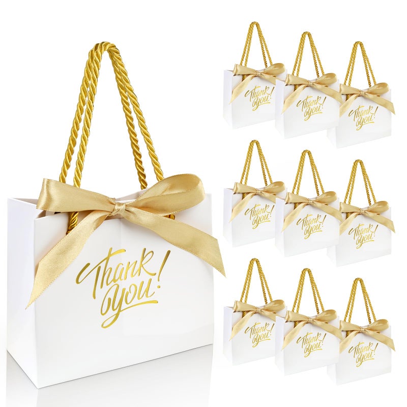EQOREIIN 30 Pack Thank You Gift Bags with Handles 55 x 24 x 47 Inches Small Gift Bags with Bow Ribbon Party Favor Bags Paper Gift Bags Bulk for Baby Shower Wedding Party Favor Birthday - Image 2