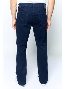 Seven 7 Men Classic Straight Fit Washed Stretchable Denim, Blue  - Image 3