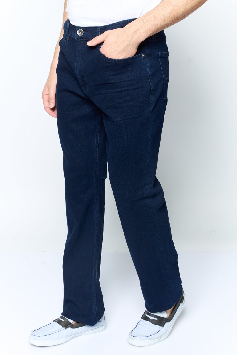 Men Classic Straight Fit Washed Stretchable Denim, Blue
