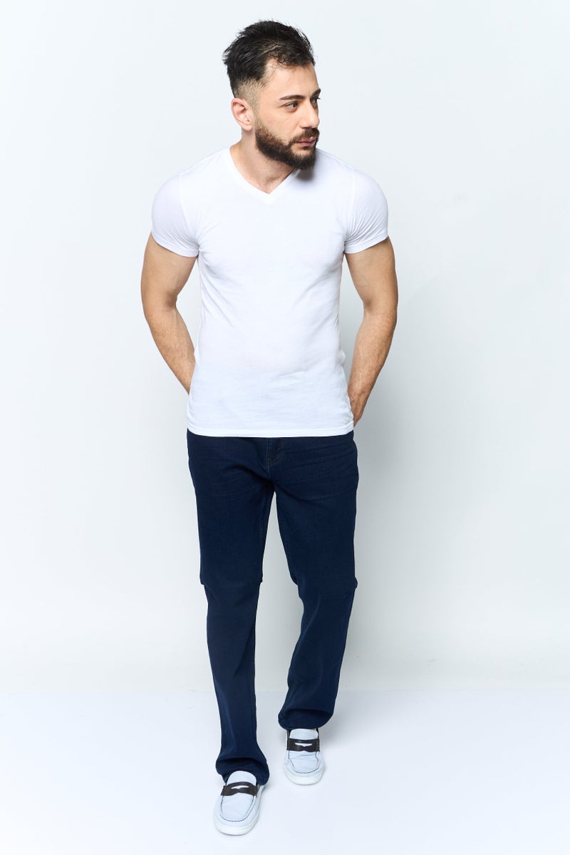 Men Classic Straight Fit Washed Stretchable Denim, Blue