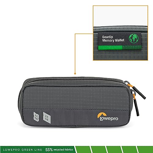 Lowepro GearUp Memory Wallet 20 Compact Memory Card Organizer for CF XQD and SD Cards SD Case with Dual Zipper Closure Made with Recycled Fabrics Grey - Image 3