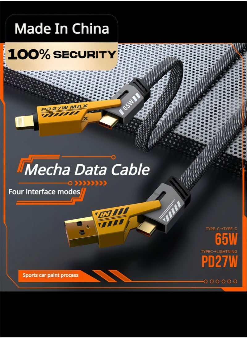 65W iPhone USB C Cable,iPhone 16 Pro Max cable, Samsung Galaxy S10 Plus Cable, USB C To Lightning,4 Universal Connectors Compatible with iPhone,iPad,Samsung, Xiaomi, Huawei,Laptops,65W Max USB C to USB C,1.2 meter.  - Image 1