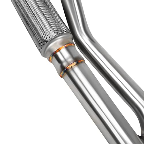JY PERFORMANCE T304 Stainless Steel Exhaust Flex Y Pipe compatible with 2009-2017 Enclave Traverse Acadia Outlook (2PCS Design) - Image 2
