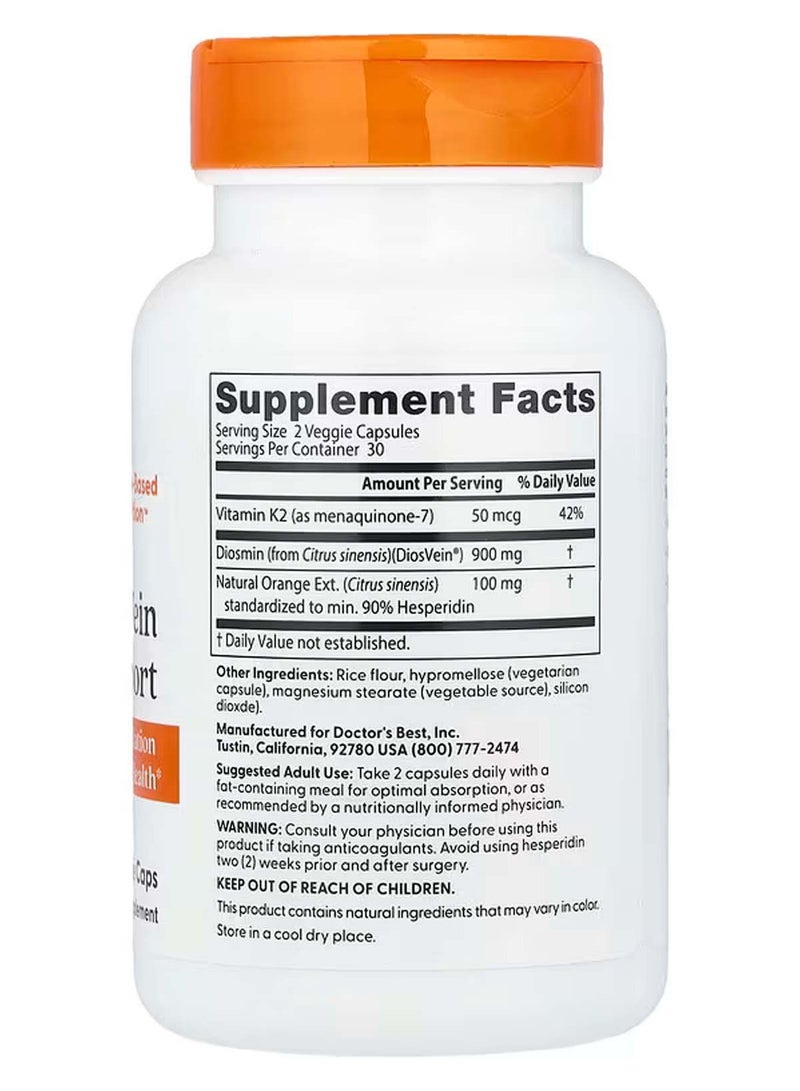 Doctor's Best Vein Support with DiosVein and MenaQ7 60 Veggie Caps - Image 2