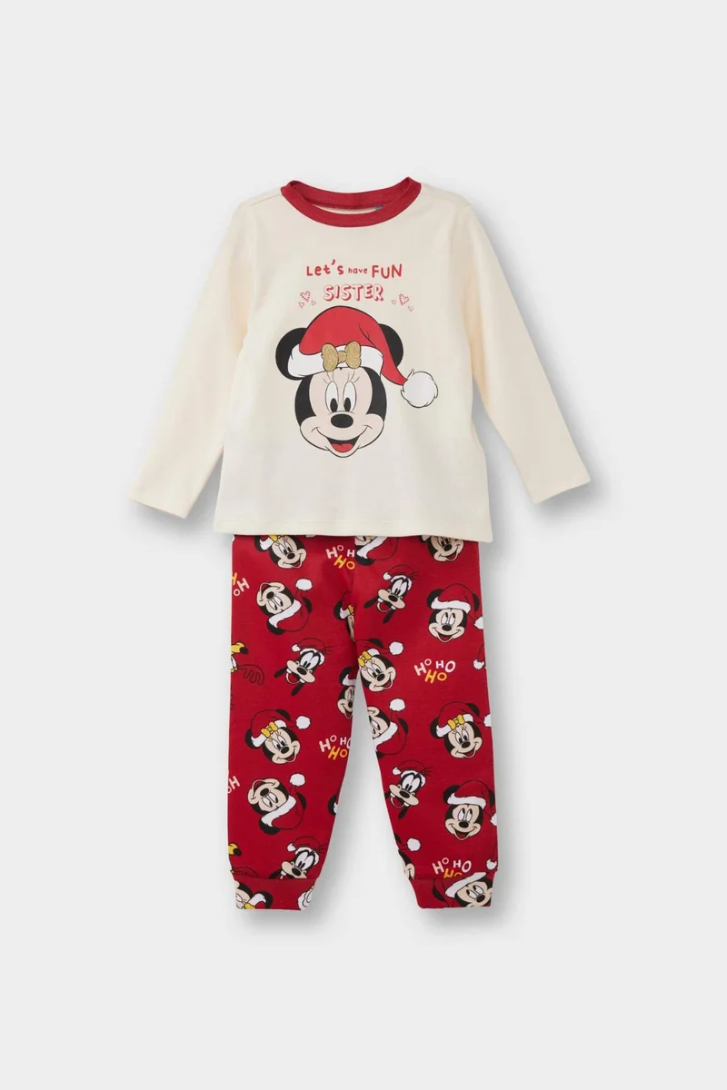 ديفاكتو Baby Girl Disney Mickey &amp; Minnie Christmas Themed Top Bottom 2 Piece Set