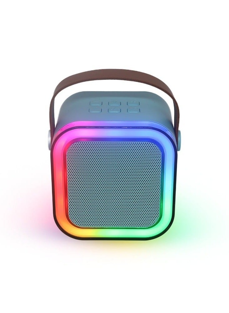 Portable Mini Bluetooth Speaker - Multimedia Speaker with LED Light, Cube Design, Blue