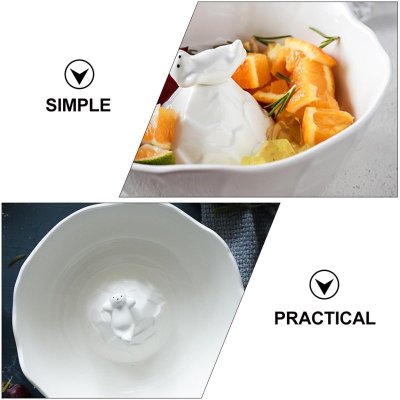 Ceramic Polar Bear Snack Bowl 1000ml For Dessert Salad Soup Kitchen Dining - Image 4