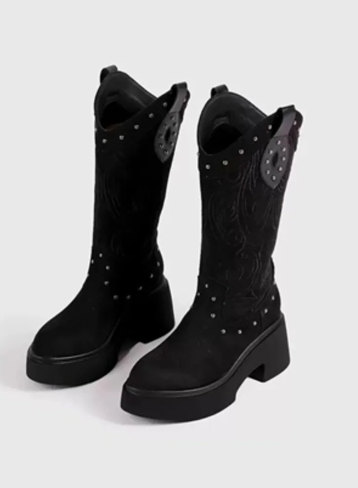 جينجر أحذية كاوبوي بكعب مربع