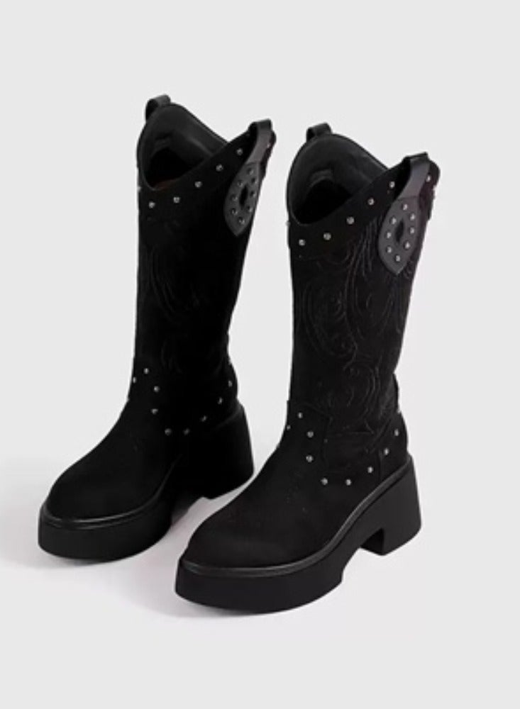 جينجر أحذية كاوبوي بكعب مربع