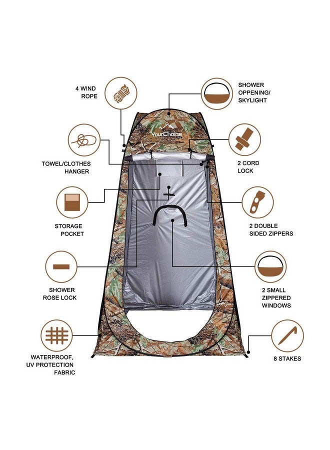 Your Choice Pop Up Camping Shower Tent, Portable Changing Room Camp Shower Toilet Privacy shelter Tents for Outdoor and Indoor, 6.2FT Tall - Color Camo Green - Image 3