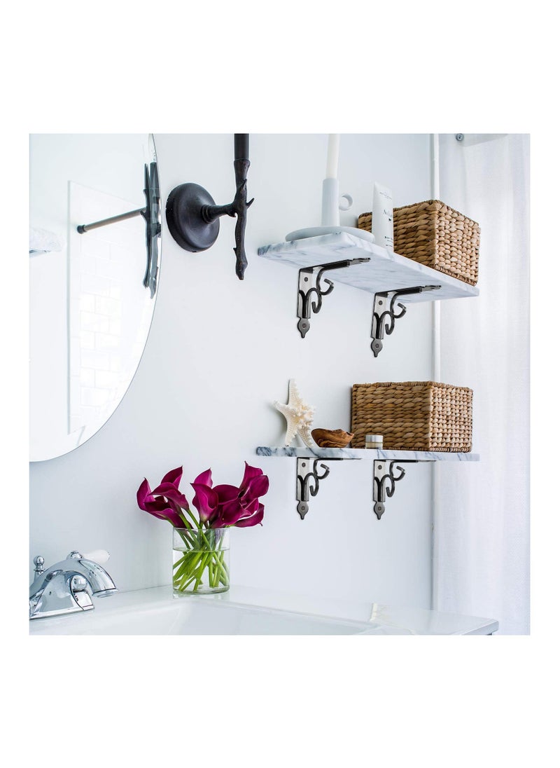Y&D 2PCS Floating Shelf Brackets for Wall Corner, Decorative Supports and Rustic Shelves Heavy Duty Steel Joint Right Angle Corner Brace with Matching Screw Anchors  - Image 3