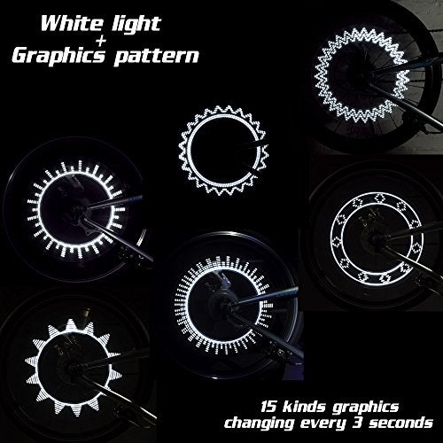 DAWAY A08 Bicycle Tire Valve Stem Light - Led Waterproof Bike Wheel Lights Neon Flashing Lamp Glow in The Dark Cool Safe Accessories, 1 Pack, White Graphics - Image 2