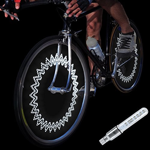 DAWAY A08 Bicycle Tire Valve Stem Light - Led Waterproof Bike Wheel Lights Neon Flashing Lamp Glow in The Dark Cool Safe Accessories, 1 Pack, White Graphics - Image 1