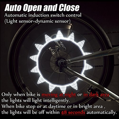 DAWAY A08 Bicycle Tire Valve Stem Light - Led Waterproof Bike Wheel Lights Neon Flashing Lamp Glow in The Dark Cool Safe Accessories, 1 Pack, White Graphics - Image 3
