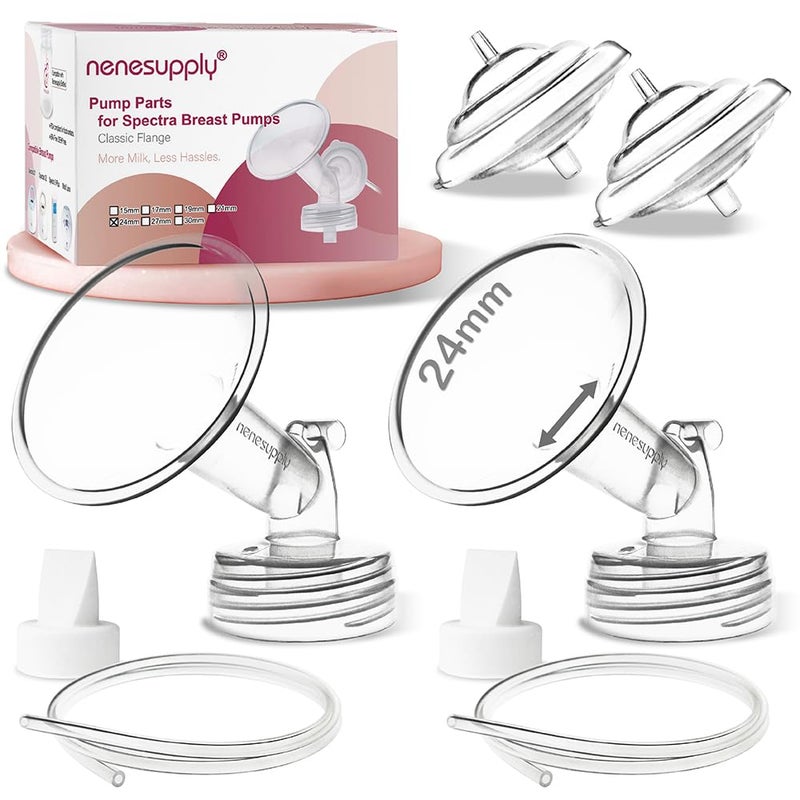 Nenesupply 24mm Flange Pump Parts Compatible w Spectra S2 S1 Breast Pumps Replacement Kit for Spectra Pump Parts S2 Parts S2 Accessories Inc Flange Duckbill Valve Backflow Protector - Image 1