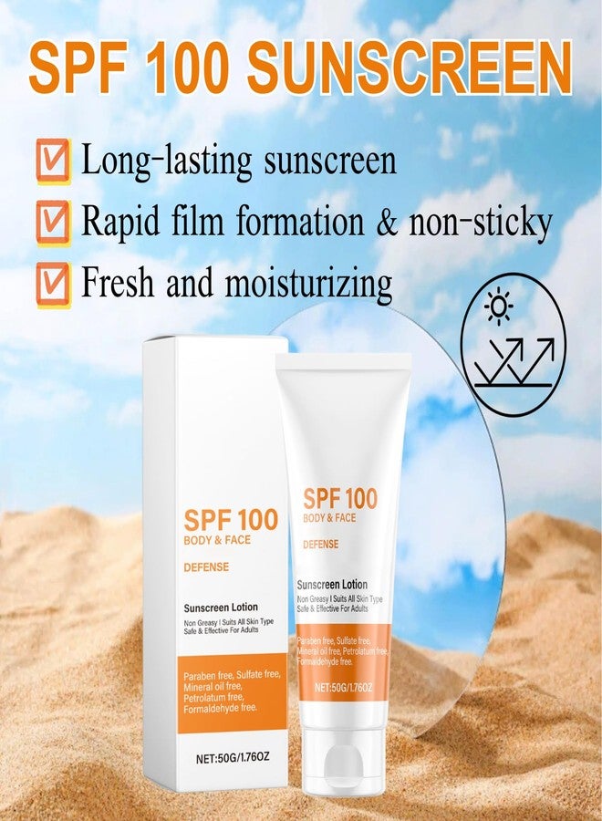 Evolvique Spf 100 Face Sunscreen Moisturizer - Travel Size Sunblock - Oil Free Facial Sun Screen - Sun Screen Protector for Face & Body - Non-Greasy,No White Cast Waterproof Sunscreen Lotion -Dry Oily Skincare - Image 2