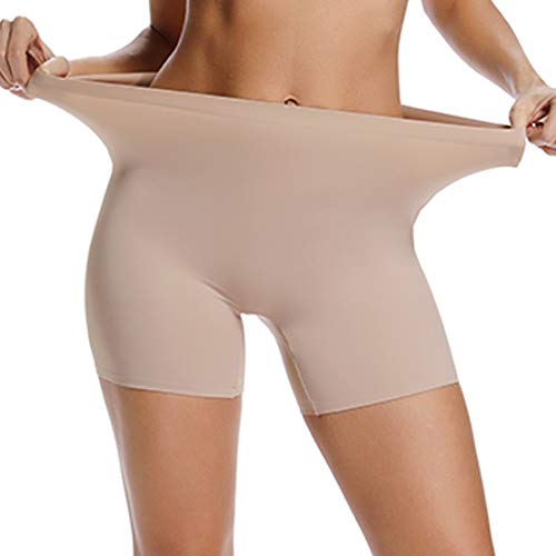 WOWENY Slip Shorts for Under Dresses Seamless Boy Shorts Underwear for Women Anti Chafing Thigh Bands (Beige, X-Large) - Image 1