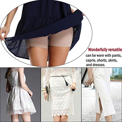 WOWENY Slip Shorts for Under Dresses Seamless Boy Shorts Underwear for Women Anti Chafing Thigh Bands (Beige, X-Large) - Image 5