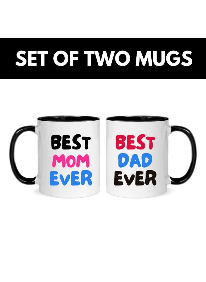 MEC مجموعة Best Mom Ever Best Dad Ever مكونة من كوبين للمشروبات الساخنة والباردة، كوب قهوة، هدية اسبريسو، كوب قهوة، كوب شاي، كوب قهوة مع اسم، كوب قهوة من البورسلين، كوب شاي هدية، 11 أونصة - Image 1
