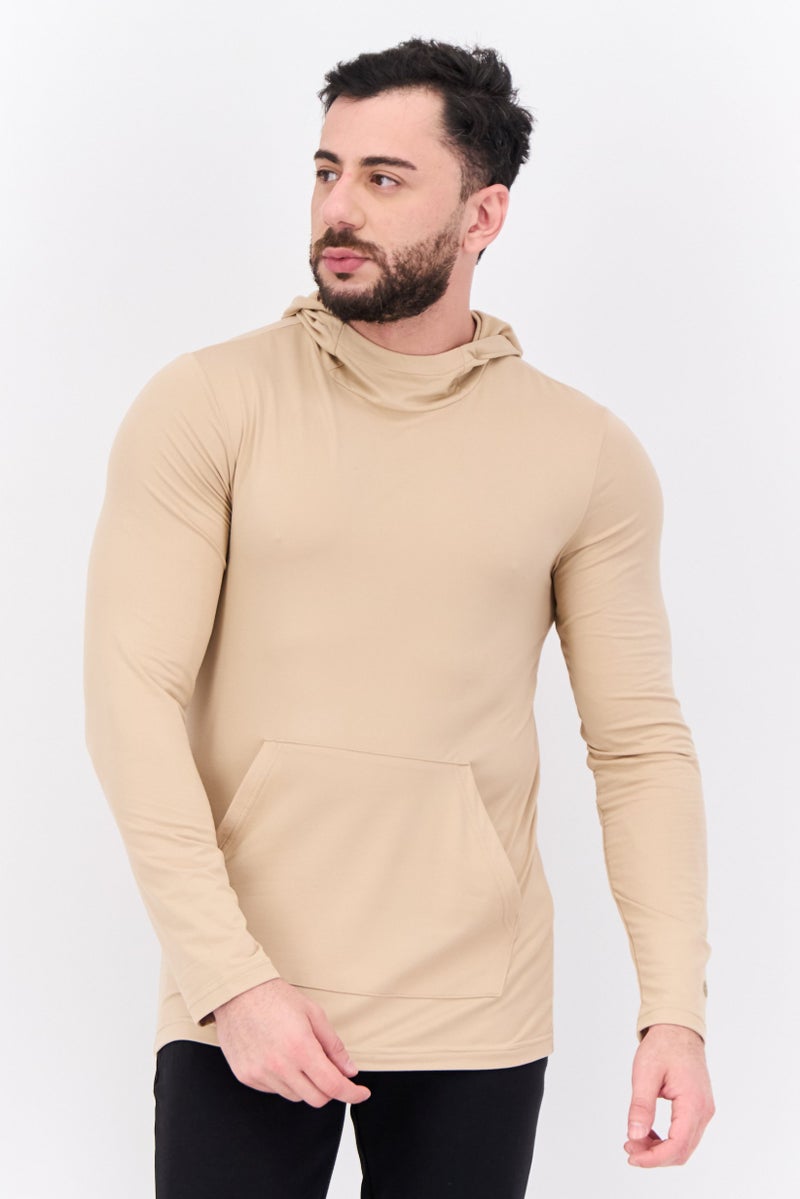 Gaiam Men Slim Fit Long Sleeves Outdoor Hoodies, Beige - Image 1