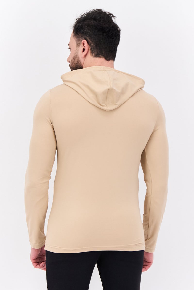 Gaiam Men Slim Fit Long Sleeves Outdoor Hoodies, Beige - Image 3