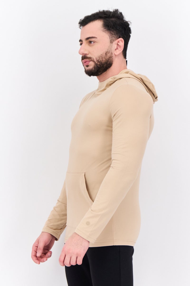 Gaiam Men Slim Fit Long Sleeves Outdoor Hoodies, Beige - Image 2