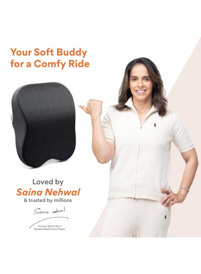 FOVERA Car Neck Rest Pillow | Memory Foam Neck Pillow for Car, Car Seat Head Rest Cushion for Neck & Cervical Support - Relieves Neck Pain (Medium, Black, Pack of 1) - Image 2