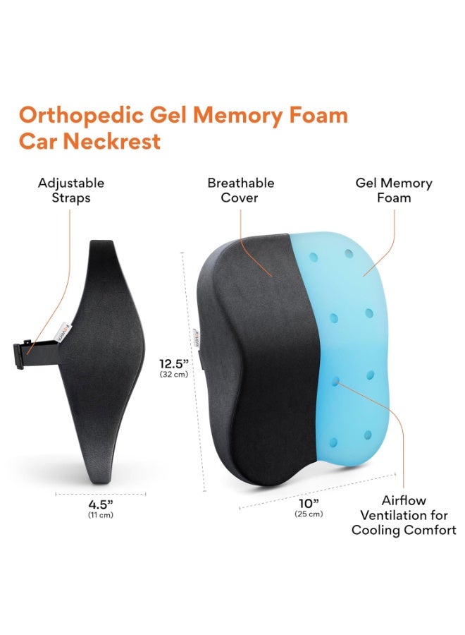 FOVERA Car Neck Rest Pillow | Memory Foam Neck Pillow for Car, Car Seat Head Rest Cushion for Neck & Cervical Support - Relieves Neck Pain (Medium, Black, Pack of 1) - Image 4