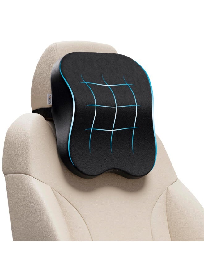 FOVERA Car Neck Rest Pillow | Memory Foam Neck Pillow for Car, Car Seat Head Rest Cushion for Neck & Cervical Support - Relieves Neck Pain (Medium, Black, Pack of 1) - Image 1