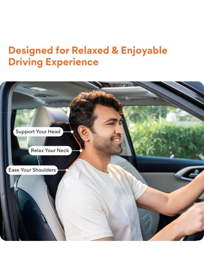 FOVERA Car Neck Rest Pillow | Memory Foam Neck Pillow for Car, Car Seat Head Rest Cushion for Neck & Cervical Support - Relieves Neck Pain (Medium, Black, Pack of 1) - Image 5