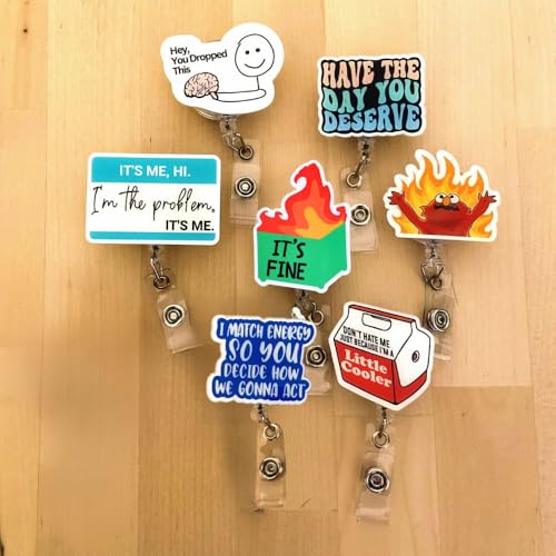 YJ PREMIUMS 7pc Funny Badge Reel Retractable for Nurse, Teachers, Nurses, Office Workers & Nursing | Cute Cool ID Tag Card Holder Clips for Doctor Student for Men & Women Lanyard Supplies Accessories (Meme) - Image 4