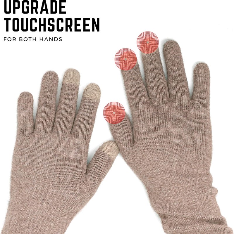 F Flammi Flammi Women Knit Long Gloves Touchscreen Wool Blended Arm Warmers with Fingers Winter Warm Gloves - Image 2