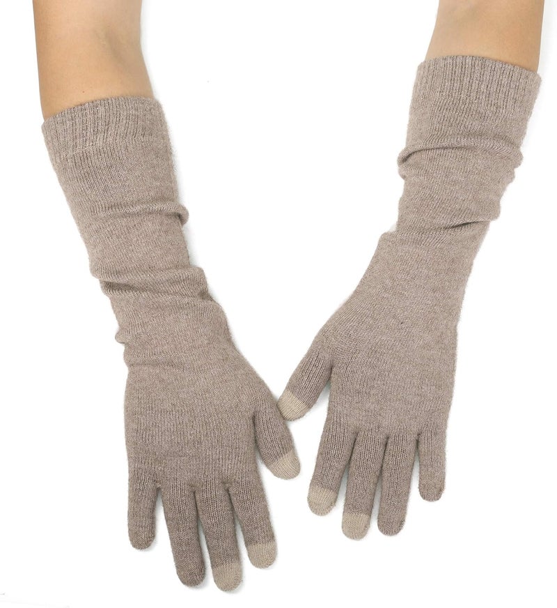 F Flammi Flammi Women Knit Long Gloves Touchscreen Wool Blended Arm Warmers with Fingers Winter Warm Gloves - Image 5