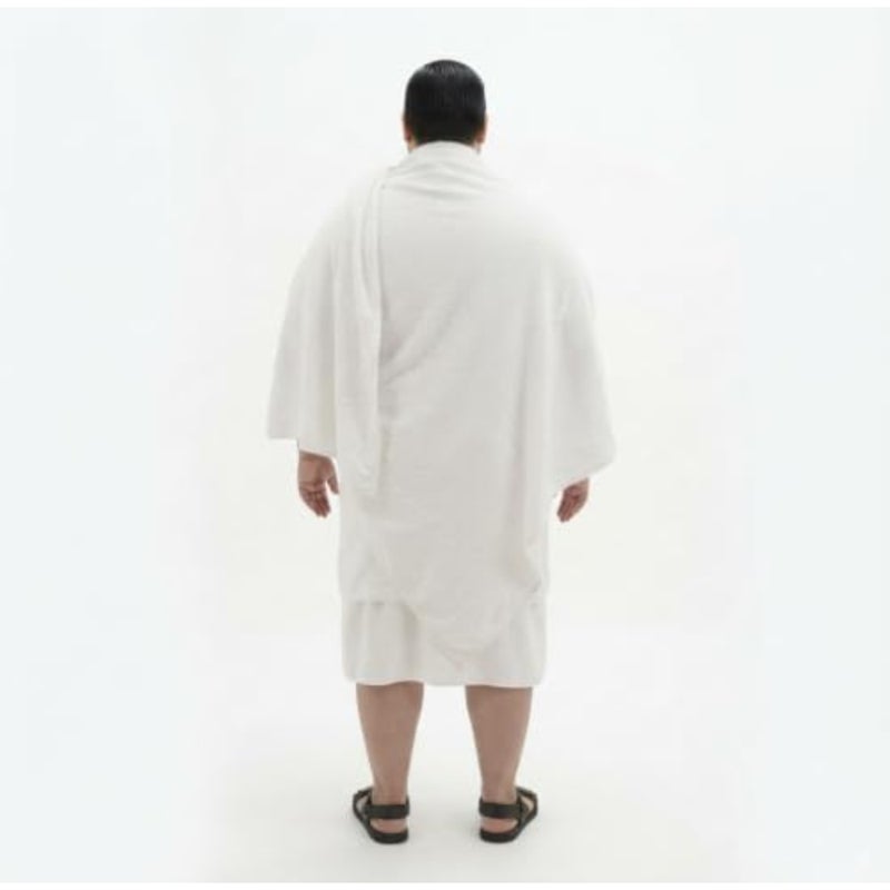 Jumbo extra Large XXXL Adult Hajj Umrah Mens Wearing 100 hygienic Pure Cotton Towel Clothing Set ihram ehram ahram 2 Pcs Towels top, Bottom 110x241Vcm New Dry Fast Microfiber Woven Technology - Image 3