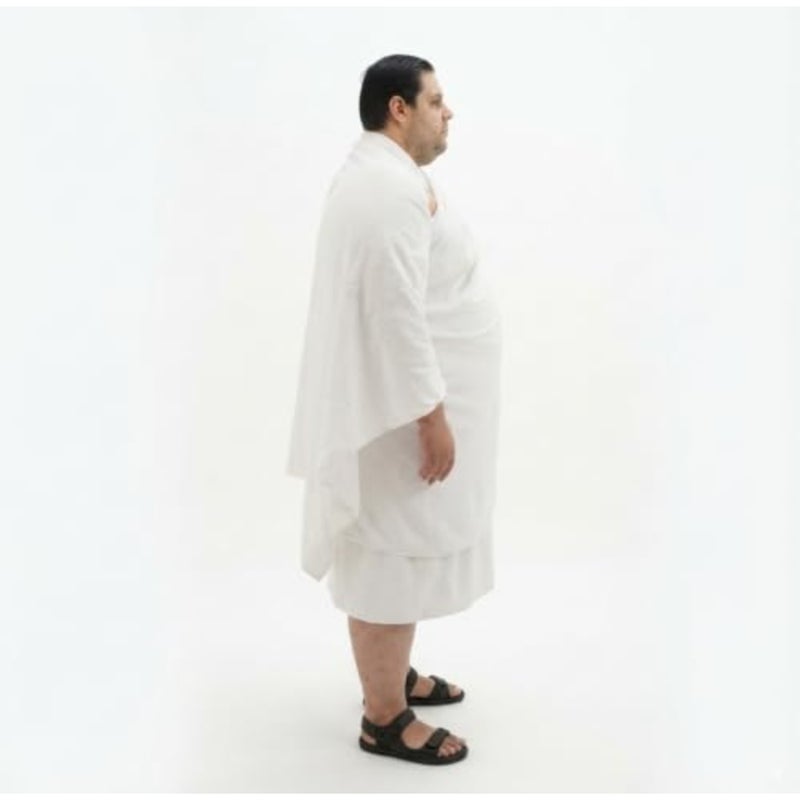 Jumbo extra Large XXXL Adult Hajj Umrah Mens Wearing 100 hygienic Pure Cotton Towel Clothing Set ihram ehram ahram 2 Pcs Towels top, Bottom 110x241Vcm New Dry Fast Microfiber Woven Technology - Image 2