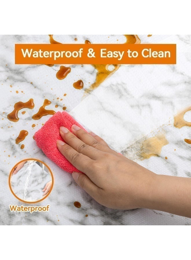 بطانة رفوف رخامية لخزائن المطبخ، حصيرة بطانة أدراج غير لاصقة، بطانة خزائن مقاومة للماء والانزلاق، بطانات ثلاجة قابلة للغسل، حصيرة أدراج زخرفية لرفوف المطبخ وغرفة الطعام، حصائر مقاومة للرطوبة والزيت لتنظيم التخزين (30×300 سم) - Image 4