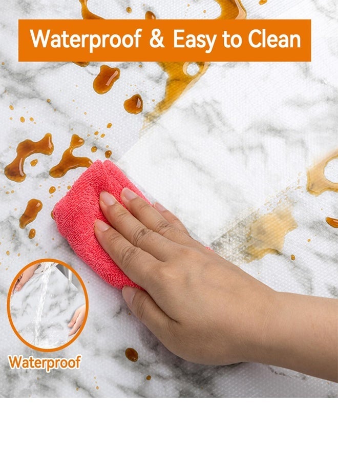 Kitchen Cabinets Liner, Non Adhesive Drawer Shelf Liner Mat, Waterproof Non Slip Cabinet Liner,Washable Refrigerator Liners, Decorative Drawer Mat for Kitchen Dining Shelve Moisture proof Oil-Proof Mats for Storage Organization (Marble,30×300 cm) - Image 4