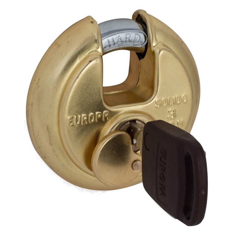 Europa Solido Stainless Steel Disc Padlock P370 B1 Metallic | Rustproof Fully-Welded Body, Hardened Drill-Resistant Plates | Secure Indoor & Outdoor Use - Image 1