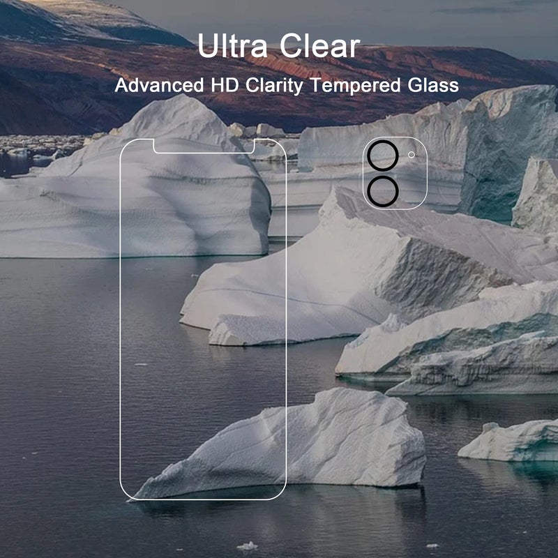 Ailun 2 Pack Screen Protector Compatible for iPhone 12 [6.1 inch] + 2 Pack Camera Lens Protector,Tempered Glass Film,[9H Hardness] - HD - Image 4