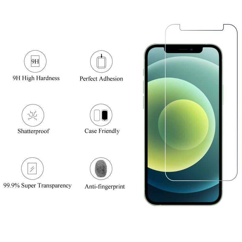 Ailun 2 Pack Screen Protector Compatible for iPhone 12 [6.1 inch] + 2 Pack Camera Lens Protector,Tempered Glass Film,[9H Hardness] - HD - Image 2