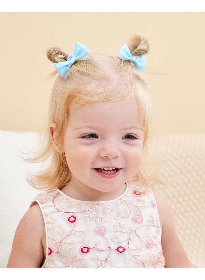 LEBOCADO 20-Piece Baby Girl Hair Bows Elastic Bands Set (10 Pairs), 2-Inch Grosgrain Ribbon Mini Hair Ties, Non-Slip Toddler Hair Accessories for Princess Girls (Multicolor) - Image 4