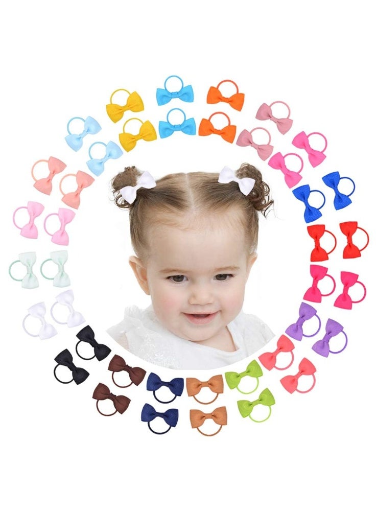 LEBOCADO 20-Piece Baby Girl Hair Bows Elastic Bands Set (10 Pairs), 2-Inch Grosgrain Ribbon Mini Hair Ties, Non-Slip Toddler Hair Accessories for Princess Girls (Multicolor) - Image 1