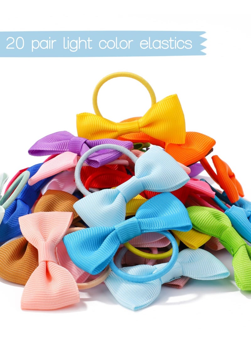 LEBOCADO 20-Piece Baby Girl Hair Bows Elastic Bands Set (10 Pairs), 2-Inch Grosgrain Ribbon Mini Hair Ties, Non-Slip Toddler Hair Accessories for Princess Girls (Multicolor) - Image 3