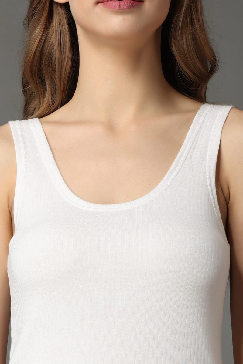 Wearslim® Women’s Cotton Thermal Underwear Set, Thermal Sleeveless Camisole and Pant Set, Round Neck Tank Tops & Bottom Soft Warmer - White (2XL) - Image 4
