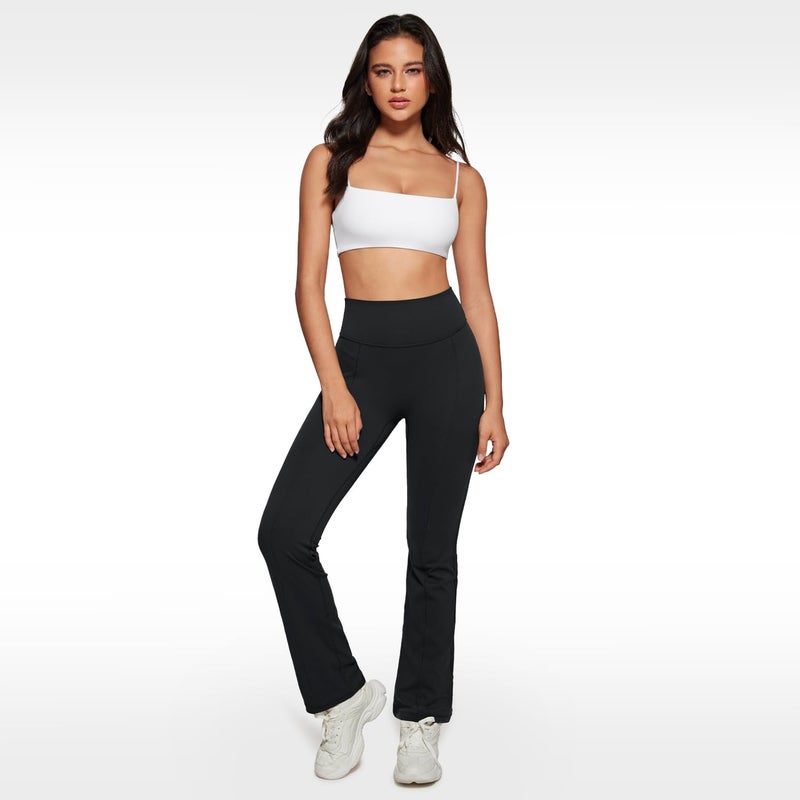INGIA Women's Square Neck Sports Bra Spaghetti Strap Padded Cami Yoga Wireless Square Back Workout Bra Crop Top White Small - Image 5