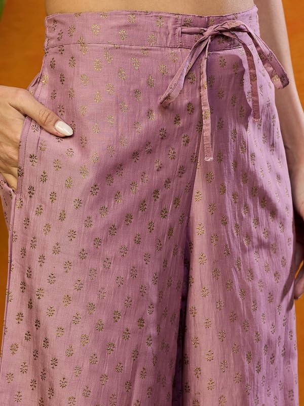 Vaamsi Women's Silk Blend Yoke Design Solid Anarkali Kurta Palazzo With Dupatta (PKSKD2039_Pink_XS) - Image 5