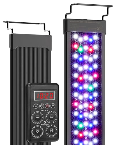 fishkeeper Smart LED Aquarium Light with One-Button Real-Time Sync, 24/7 Mode Full Spectrum Fish Tank Lights, 9 Colors DIY, 9 Timer, 10 Brightness IP68 Waterproof Aquarium Plant Light for 12-18 inch - Image 1