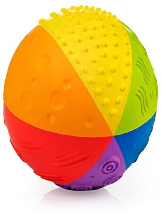 caaocho Pure Natural Rubber Sensory Ball for Babies Rainbow 4" - Sensory Toy, Promotes Sensory Development, Rainbow Colors, Perfect Bouncer, Gentle Squeaking, BPA Free, PVC Free, Food-Grade Paint - Image 1